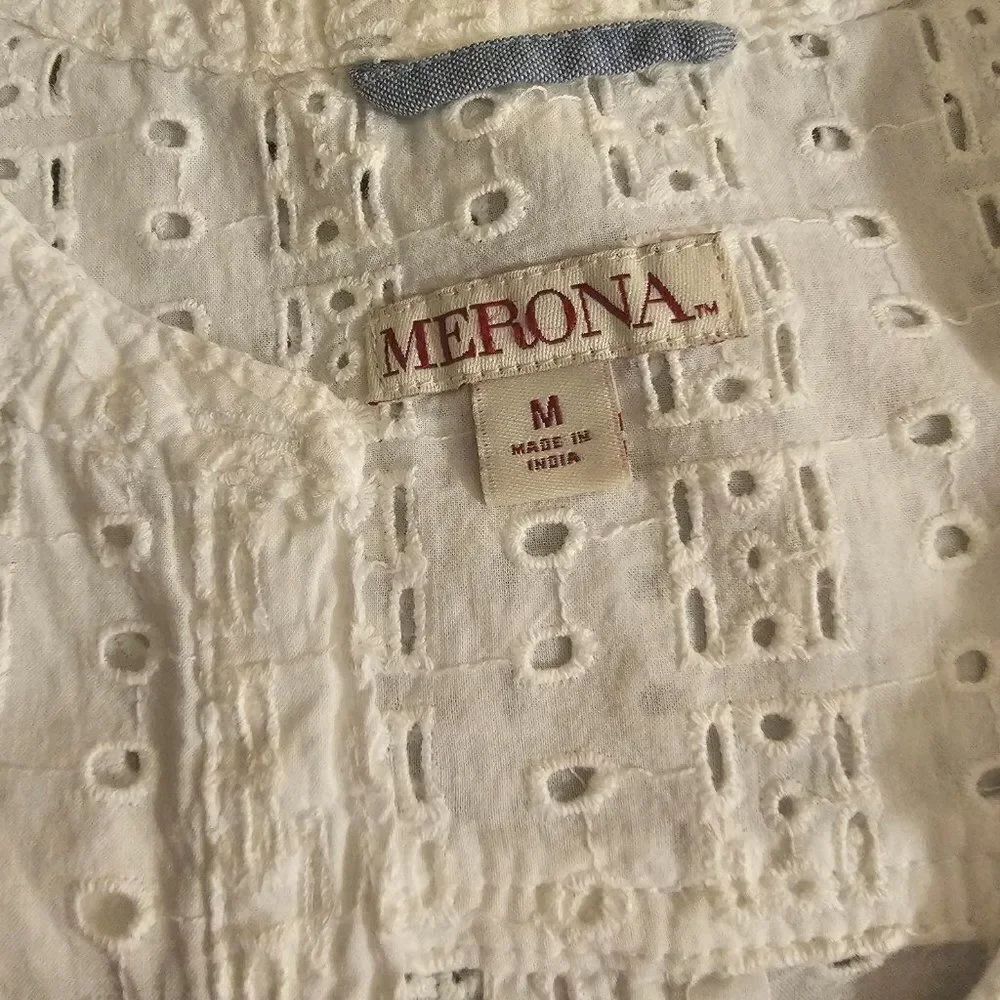 Merona Keyhole Lace Blouse Sz M - Picture 4 of 5